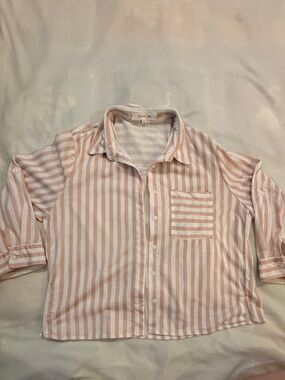 L Eden & Olivia Blush & White Striped Shirt